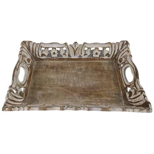 Whitewash Wood Tray