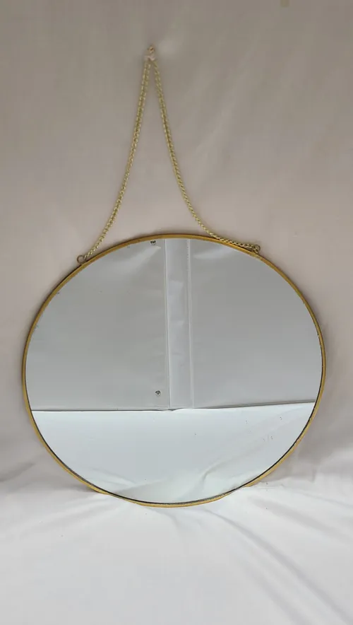 Hanging Circle Gold Framed Mirror