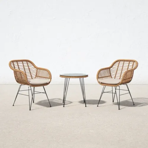 Tan Rattan Seating Set