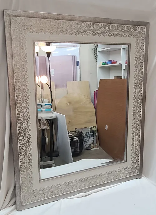White & Gray Ornate Mirror
