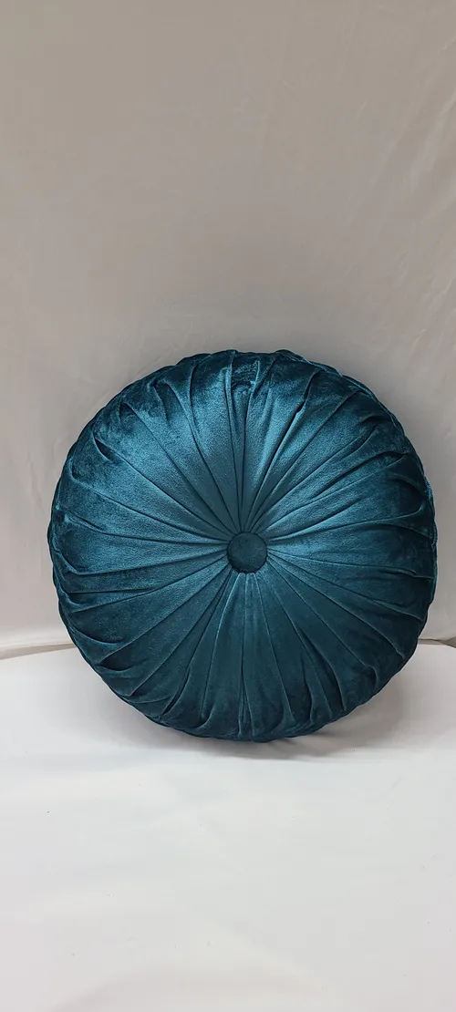 Teal Round Velvet Pillow