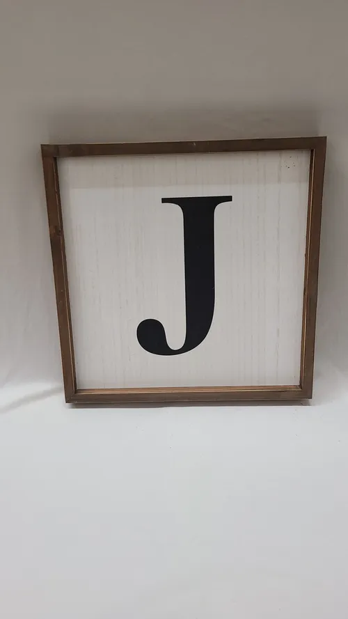 White Framed J Sign