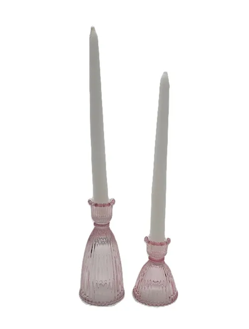 Ribbed Taper Holders (Pink)
