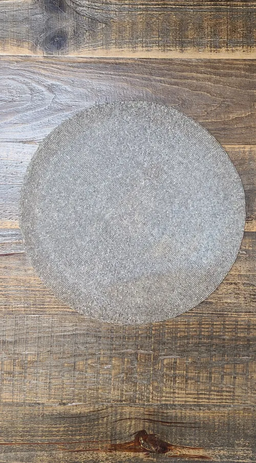 Gray Beaded Round Placemat