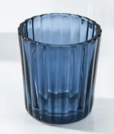 Blue Ribbed Votive
