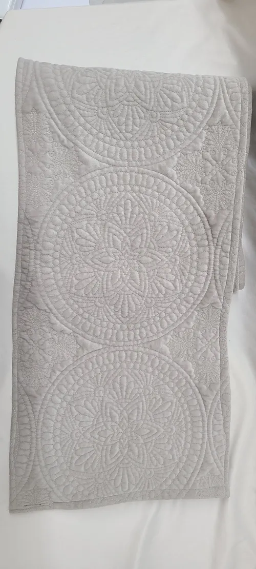 Gray Velvet Embroidered Table Runner