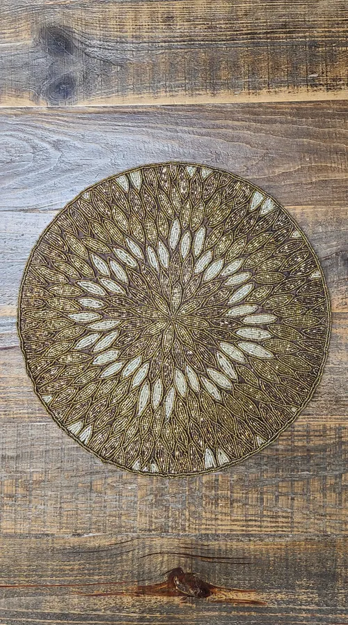 Brown Flower Round Placemat