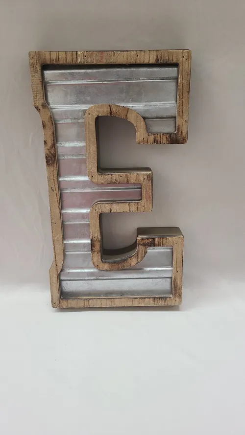 Galvanized & Wood Letter E