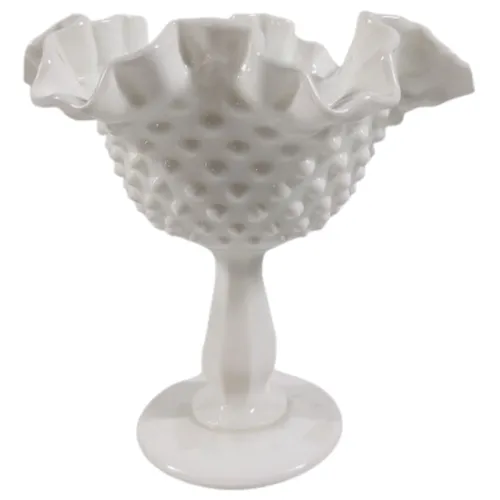 Wavy Milk Glass Tall Vase