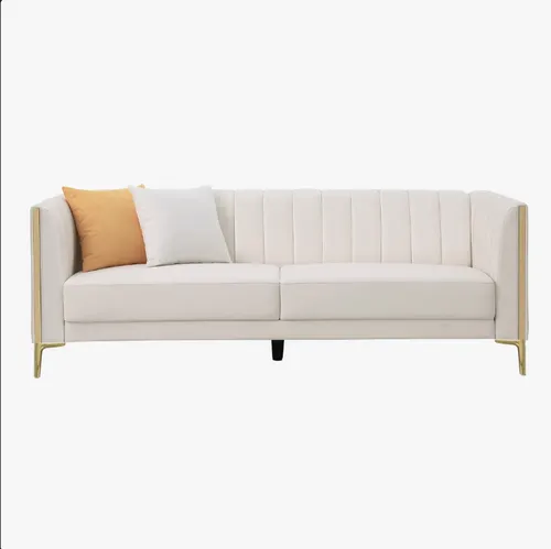 White Faux Leather Arm Sofa