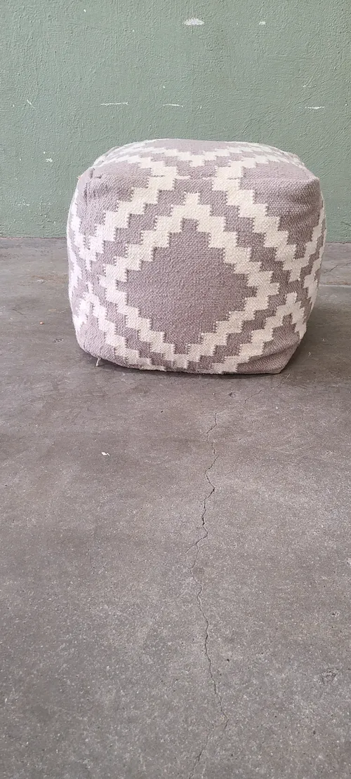 White And Gray Soft Square Ottoman