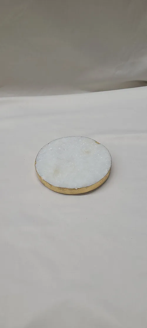 Gold Rimmed Marble Round Coaster