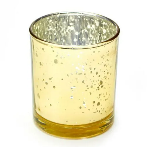 Used Small Gold Mercury Poured Wax Votive