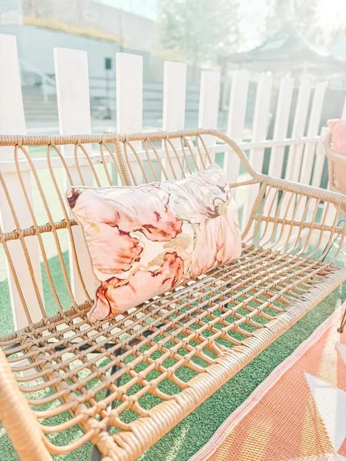 Wicker and Black Bench