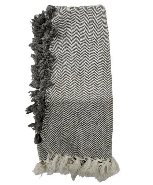Gray & White Fringe Napkin