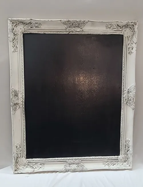 Ornated White Frame Chalk Board Style 1