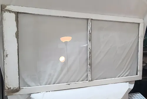 Distressed White Wood Window Panel