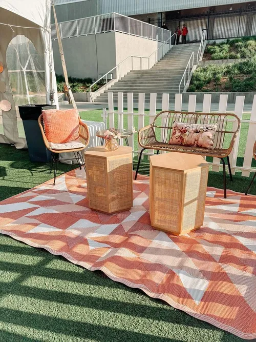Tan and Wicker Side Table