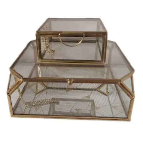 Assorted Gold & Glass Square Containers