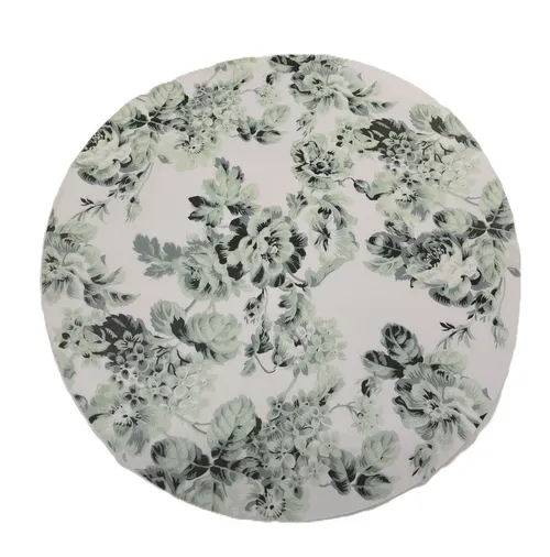Round Green Floral Plastic Placemat