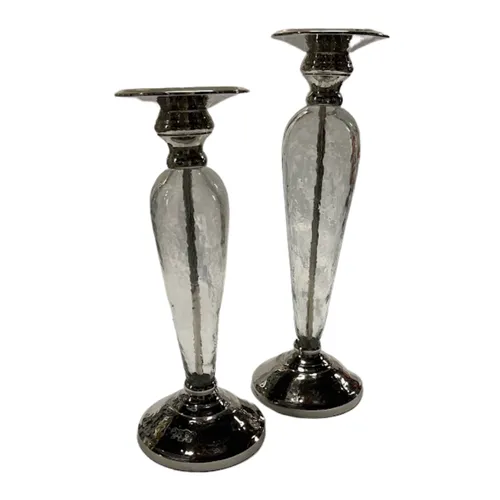 Glass & Silver Duo Candlesticks
