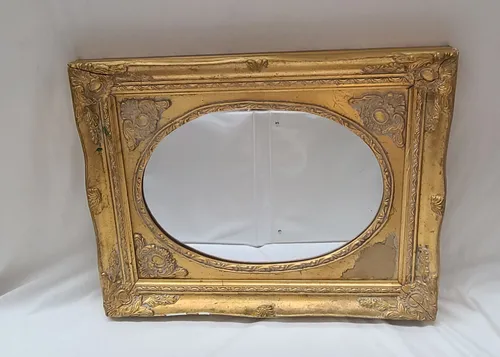 Rectangle Ornate Framed Oval Mirror
