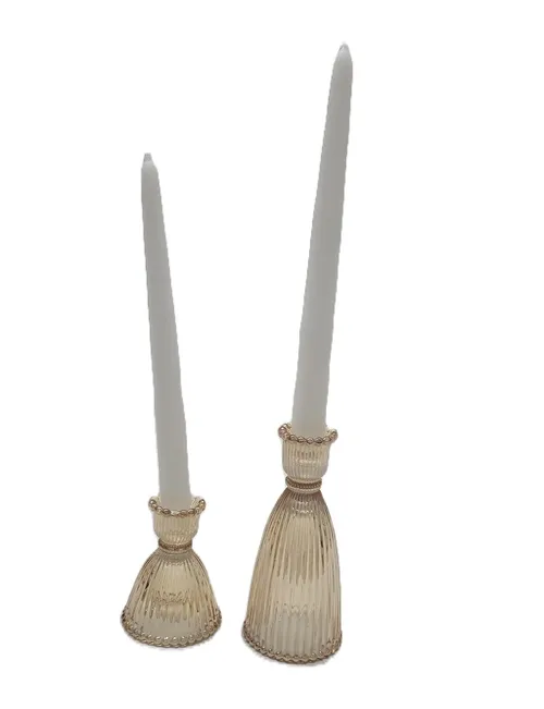 Ribbed Taper Holders (Light Amber)