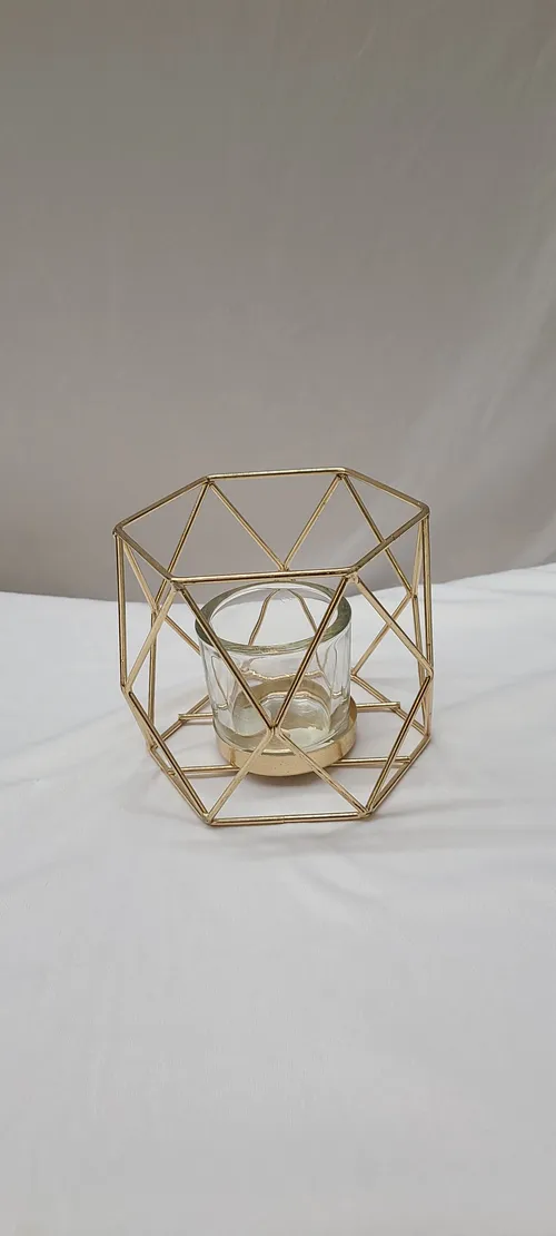 Gold & Glass Geometric Tealight Holder