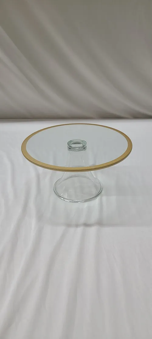 Gold Rim Glass Dessert Stand