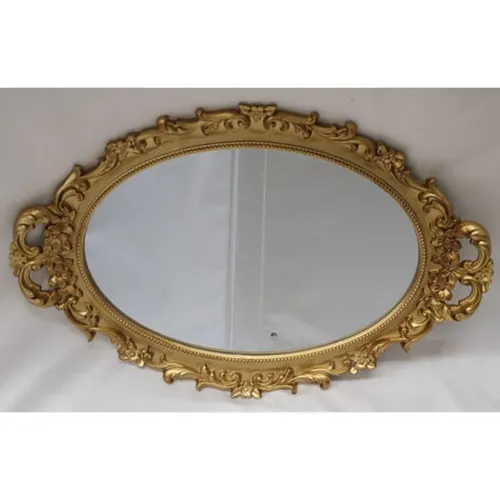 Small Gold Oval Mirror Tray 