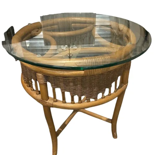 Wicker Wood Side Table