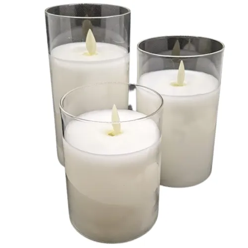 Clear Flicker LED Trio Candles