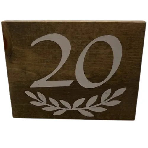 White and Wood Table Numbers