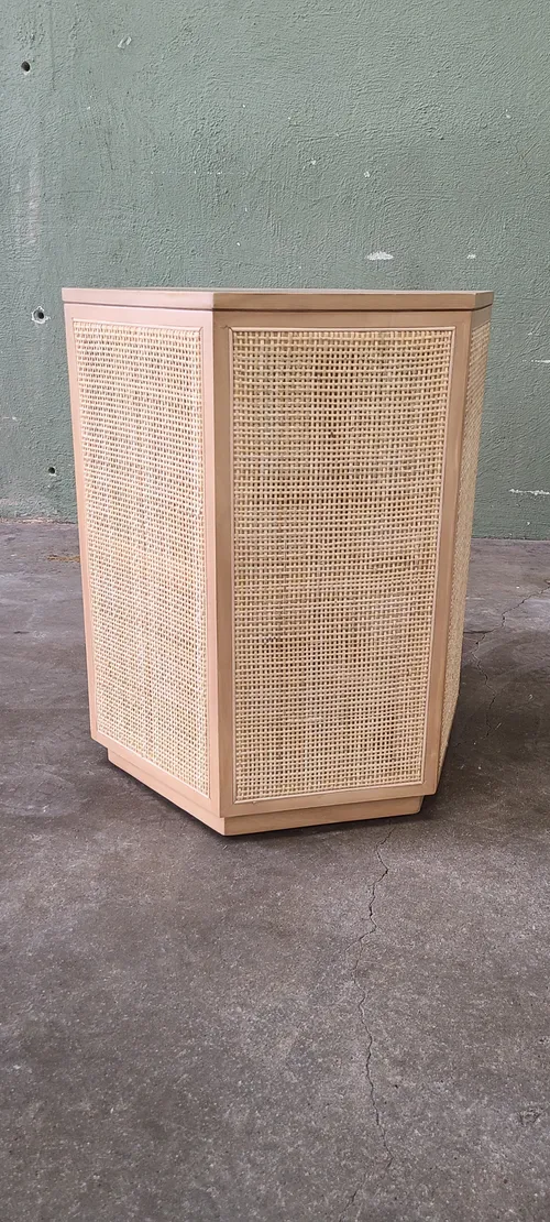 Tan and Wicker Side Table