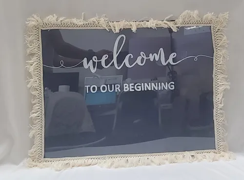 Blue Suede & Macrame Customizable Signs