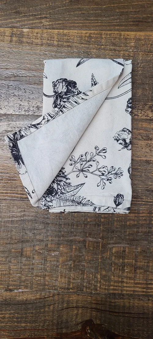 White & Black Floral Napkin