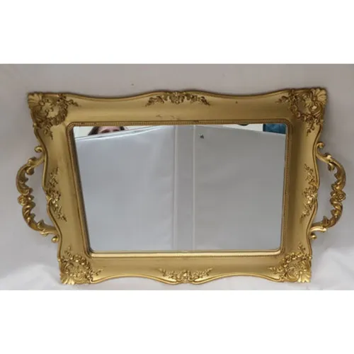 Small Gold Rectangle Mirror Tray 