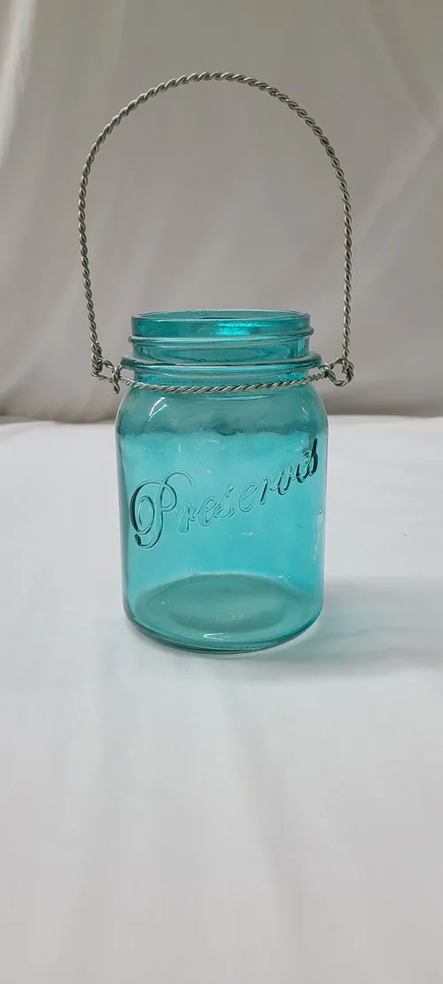 20 oz Blue Handle Mason Jar