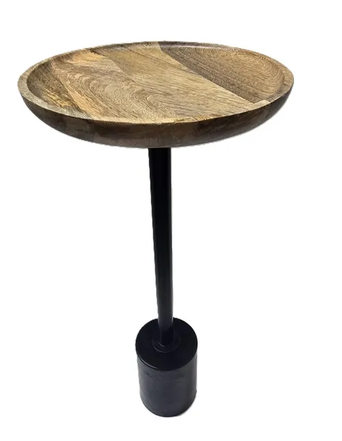 Wood & Black Side Table