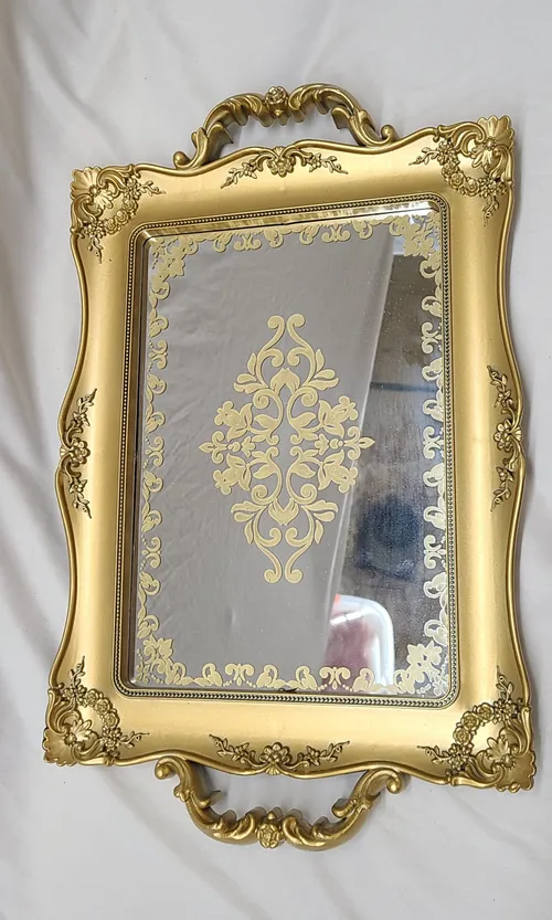 Gold Ornate Mirror Tray