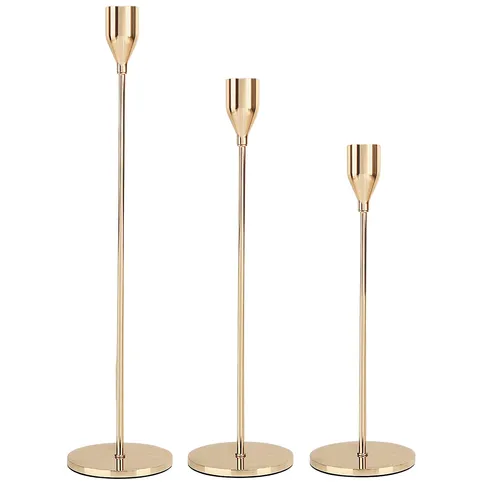 Modern Gold Trio Candlesticks