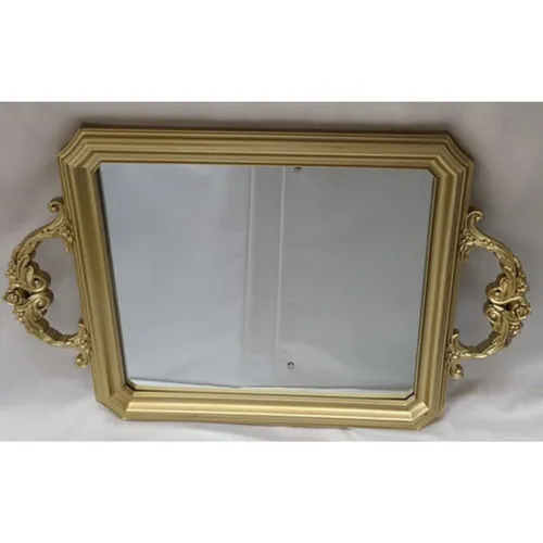 Small Gold Rectangle Mirror Tray 
