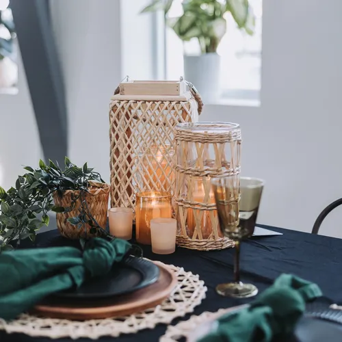 Cylinder Wicker Lantern