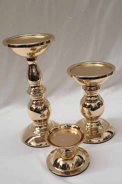 Gold Pillar Holder Trio