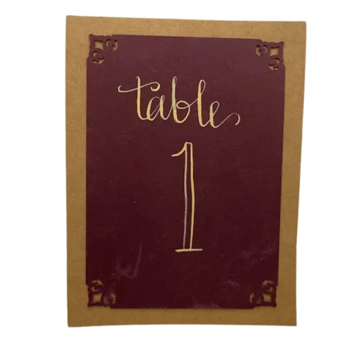 Burgundy & Gold Table Numbers