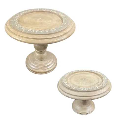 Cream Wood Dessert Stand
