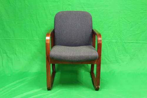 Chair Dark Blue Cushion Wood Frame