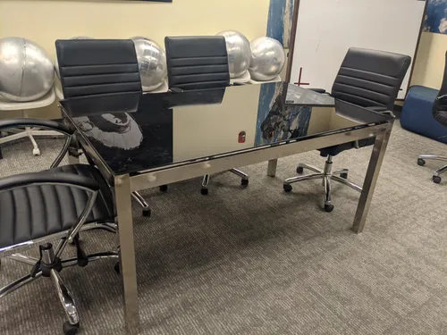 table black glass/metal modern 