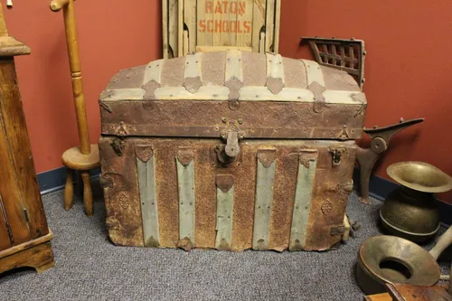 Chest Rusted Metal Wooden Sides