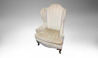 Armchair Striped With Wooden Legs